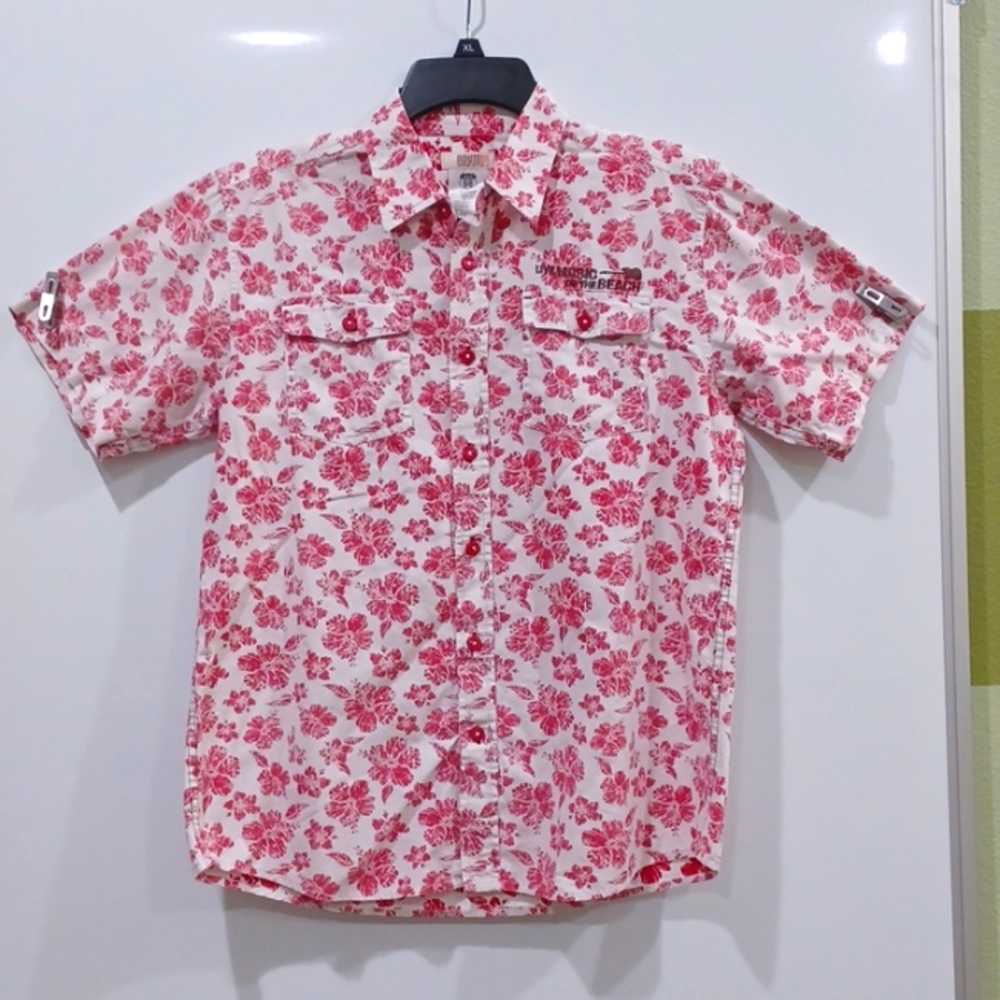 Youth XL Wht/Red Floral w/embroidery & Stenciling